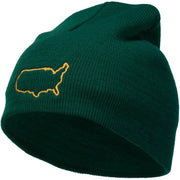 United States Outline Map Embroidered Short Beanie