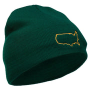 United States Outline Map Embroidered Short Beanie