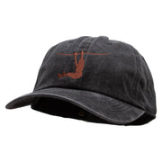 Rope Hanging Embroidered Unstructured Pigment Dyed Cotton Cap - Black OSFM