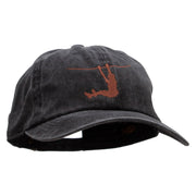 Rope Hanging Embroidered Unstructured Pigment Dyed Cotton Cap - Black OSFM