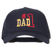 Number 1 Dad Outline Words Embroidered Solid Cotton Pro Style Cap