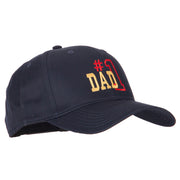 Number 1 Dad Outline Words Embroidered Solid Cotton Pro Style Cap