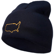 United States Outline Map Embroidered Short Beanie