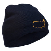 United States Outline Map Embroidered Short Beanie