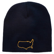 United States Outline Map Embroidered Short Beanie