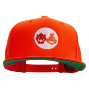 Mario The Bowsers Embroidered Wool Blend Prostyle Snapback Cap - Orange OSFM