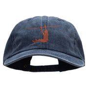 Rope Hanging Embroidered Unstructured Pigment Dyed Cotton Cap - Navy OSFM