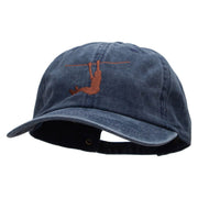 Rope Hanging Embroidered Unstructured Pigment Dyed Cotton Cap - Navy OSFM