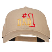 Number 1 Dad Outline Words Embroidered Solid Cotton Pro Style Cap