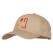 Number 1 Dad Outline Words Embroidered Solid Cotton Pro Style Cap