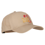 Number 1 Dad Outline Words Embroidered Solid Cotton Pro Style Cap