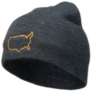 United States Outline Map Embroidered Short Beanie