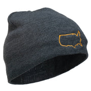 United States Outline Map Embroidered Short Beanie