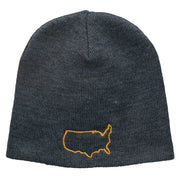 United States Outline Map Embroidered Short Beanie