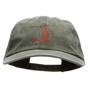 Rope Hanging Embroidered Unstructured Pigment Dyed Cotton Cap - Olive OSFM