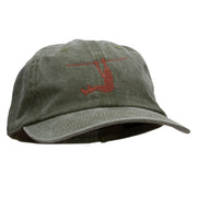 Rope Hanging Embroidered Unstructured Pigment Dyed Cotton Cap - Olive OSFM