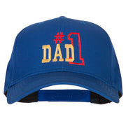 Number 1 Dad Outline Words Embroidered Solid Cotton Pro Style Cap