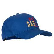 Number 1 Dad Outline Words Embroidered Solid Cotton Pro Style Cap