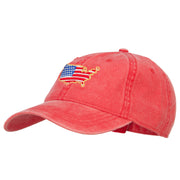 USA Map Flag Embroidered Washed Buckle Cap