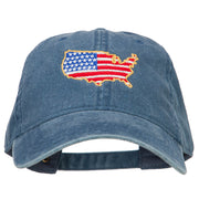 USA Map Flag Embroidered Washed Buckle Cap