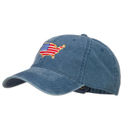 USA Map Flag Embroidered Washed Buckle Cap