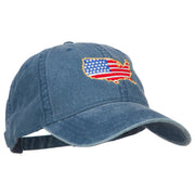 USA Map Flag Embroidered Washed Buckle Cap