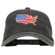 USA Map Flag Embroidered Washed Buckle Cap