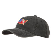 USA Map Flag Embroidered Washed Buckle Cap