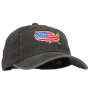 USA Map Flag Embroidered Washed Buckle Cap