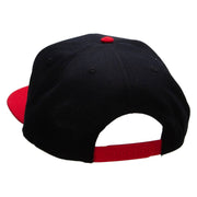 Biker Face Embroidered Wool Blend Pro Style 2 Tone Snapback - Red-Black OSFM