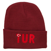 Turkey TUR Flag Embroidered Long Beanie