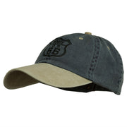 US Route 66 Embroidered Pigment Dyed Washed Cap