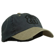 US Route 66 Embroidered Pigment Dyed Washed Cap