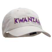 Purple and Gold Kwanzaa Embroidered Garment Washed Cotton Twill Cap