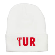 Turkey TUR Flag Embroidered Long Beanie