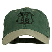 US Route 66 Embroidered Pigment Dyed Washed Cap