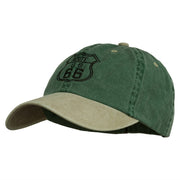 US Route 66 Embroidered Pigment Dyed Washed Cap