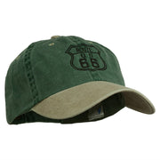 US Route 66 Embroidered Pigment Dyed Washed Cap