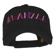 Purple and Gold Kwanzaa Embroidered Garment Washed Cotton Twill Cap