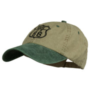 US Route 66 Embroidered Pigment Dyed Washed Cap