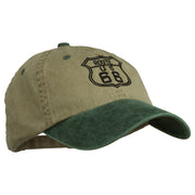 US Route 66 Embroidered Pigment Dyed Washed Cap