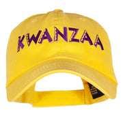 Purple and Gold Kwanzaa Embroidered Garment Washed Cotton Twill Cap