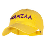 Purple and Gold Kwanzaa Embroidered Garment Washed Cotton Twill Cap