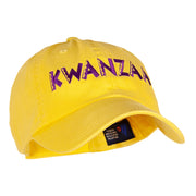 Purple and Gold Kwanzaa Embroidered Garment Washed Cotton Twill Cap