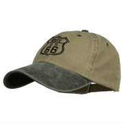 US Route 66 Embroidered Pigment Dyed Washed Cap