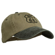 US Route 66 Embroidered Pigment Dyed Washed Cap