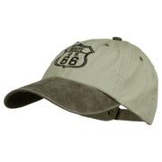 US Route 66 Embroidered Pigment Dyed Washed Cap