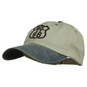 US Route 66 Embroidered Pigment Dyed Washed Cap