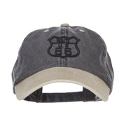 US Route 66 Embroidered Pigment Dyed Washed Cap