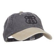 US Route 66 Embroidered Pigment Dyed Washed Cap